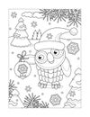 Coloring page with owl and christmas tree ornament Royalty Free Stock Photo