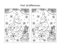 Winter holidays, New Year or Christmas find ten differences game