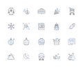 Winter holidays outline icons collection. Christmas, New Year, Snow, Skiing, Reindeer, Elves, Sleigh vector and