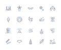 Winter holidays outline icons collection. Christmas, New Year, Snow, Skiing, Reindeer, Elves, Sleigh vector and