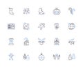 Winter holidays outline icons collection. Christmas, New Year, Snow, Skiing, Reindeer, Elves, Sleigh vector and