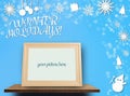 Winter Holidays paper cut with blank photoframe