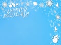 Winter Holidays paper cut backdrop on blue white