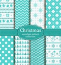 Winter holidays seamless patterns. Vector set.