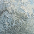 Winter Holidays Season Fantasy World Concept: Macro Image Of A Frosty Window Glass Natural Ice Patterns With Copy Space Royalty Free Stock Photo
