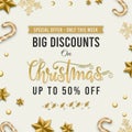 Winter holidays square Winter sale social media post and banner frame. Special offers and discounts. Merry Christmas and Happy New