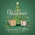 Winter holidays square Winter sale social media post and banner frame. Special offers and discounts. Merry Christmas and Happy New