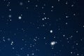 Winter holidays and wintertime background, white snow falling on dark blue backdrop, snowflakes bokeh and snowfall Royalty Free Stock Photo