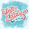 Winter holydays christmas lettering sign with Santa and deer Royalty Free Stock Photo