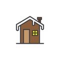 Winter home with snow roof filled outline icon