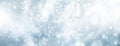 Winter horizontal banner.Christmas backdrop. Blue snowflakes bokeh. Holiday seasonal background Royalty Free Stock Photo