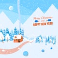 Winter horizontal landscape banner Flat style Royalty Free Stock Photo