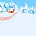 Winter horizontal landscape banner Flat style Royalty Free Stock Photo