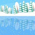 Winter horizontal landscape banner Flat style Royalty Free Stock Photo