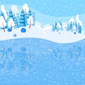 Winter horizontal landscape banner Flat style Royalty Free Stock Photo