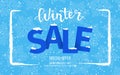 Winter horizontal sale banner, poster, flyer template with blue snowflakes background. Snow frame. Special seasonal offer.Big Sale Royalty Free Stock Photo