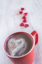 Winter Hot Chocolate With Whipped Cream Valentine Hearts