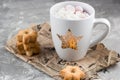 Winter hot drinks with cookies in a shape of stars