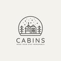 Winter hotel cabin minimalist line art badge logo