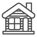 Winter house line icon. Christmas house vector illustration isolated on white. Gingerbread house outline style design Royalty Free Stock Photo