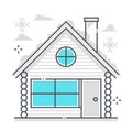 Winter house related, color line, vector icon, illustration