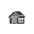 Winter house with snow on roof vector icon