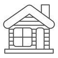 Winter house thin line icon. Christmas house vector illustration isolated on white. Gingerbread house outline style Royalty Free Stock Photo