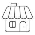 Winter house thin line icon. Gingerbread house vector illustration isolated on white. Christmas house outline style Royalty Free Stock Photo