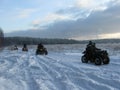 Winter hunting on Quad bikes Royalty Free Stock Photo