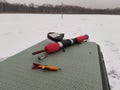 Winter Ice Fishing Lure Balancer, a long pole for ice fishing Royalty Free Stock Photo