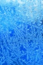 Winter ice frost, frozen background. frosted window glass texture. Cold cool icicles background. Winter wonderland scene.
