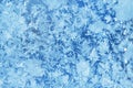 Winter ice frost, frozen background. frosted window glass texture. Cold cool icicles background. Winter wonderland scene.