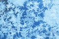 Winter ice frost, frozen background. frosted window glass texture. Cold cool icicles background. Winter wonderland scene. Royalty Free Stock Photo