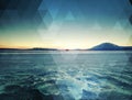 Winter ice of frozen lake. Blue icy surface of frozen water Royalty Free Stock Photo