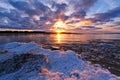 Spring ice Gauja river after sunset observing Royalty Free Stock Photo