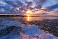 Spring ice Gauja river after sunset observing