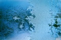 Winter ice pattern on the frozen window. Royalty Free Stock Photo