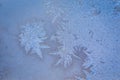 Winter ice pattern on the frozen window. Royalty Free Stock Photo