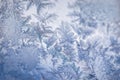 Winter ice pattern on the frozen window. Royalty Free Stock Photo