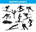 Winter Ice Snow Sports SIlhouettes Set