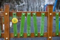 Winter Ice Storm, fence, playground Royalty Free Stock Photo