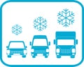 Winter icon with transport silhouette