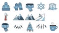 Winter Icons Collection: Snow, Cold, and Holiday Elements Royalty Free Stock Photo