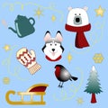 Winter icons set, collection of vector illustrations about the cold season Royalty Free Stock Photo