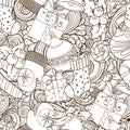 Winter icons vintage seamless pattern Royalty Free Stock Photo