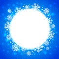 Winter illustration. round frame with snowflakes and highlights