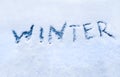 Winter inscription on a winter snowy background