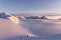 Winter inversion in the Tatra Mountains during sunset