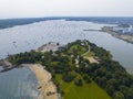 Winter Island Lighthouse aerial view, Salem, MA, USA Royalty Free Stock Photo