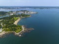 Winter Island Lighthouse aerial view, Salem, MA, USA